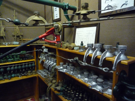 Display of overhead line fittings at Crich Tramway Village - Picture by David Bradley